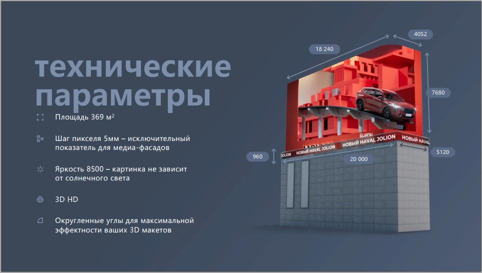 Размещение рекламной информации в комплексе Москва-Сити на медиафасаде Big City Lights "Большой Сити"